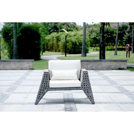 Manhattan Comfort Eiffel Outdoor Patio Conversation Set  in Grey and Cream OD-CV005-CR